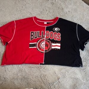 Bulldogs Red and Black Cropped T-Shirt